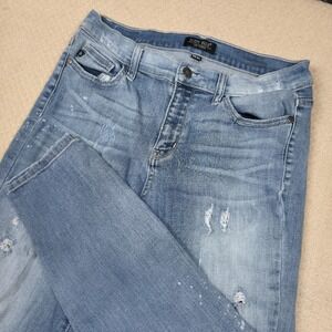 Judy Blue Hayride Jeans Womens 13/31 Distressed Ripped Paint Splatter Mid Rise